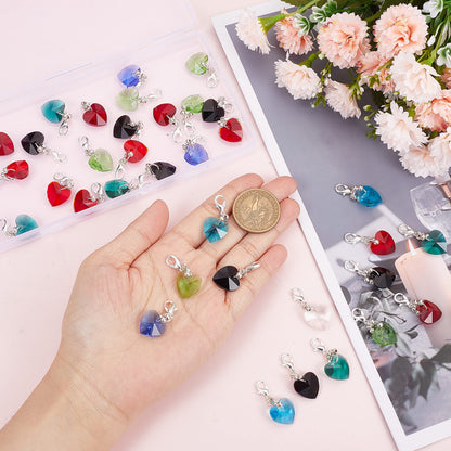SUNNYCLUE 1 Box 50Pcs Stitch Markers Crochet Stitch Marker Cute 0.2/pc Crystal Heart Bead Charms Clip On Removable Lobster Clasp Charm Locking Knitting Tools for Weaving Sewing Knit Quilting