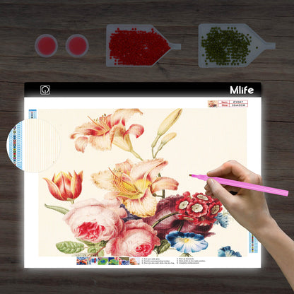 Mlife A3s Diamond Art Painting Light Board with 3 Adjustable Brightness Tracing Light Box, USB Powered LED Light Pad Diamond Art Accessories for Drawing, Sketching, Animation