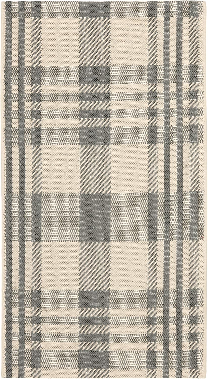 SAFAVIEH Courtyard Collection Accent Rug 2' x 3'7", Grey & Bone, Indoor/Outdoor Washable for High Traffic Areas