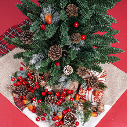 cnomg 120pcs Artificial Pine Cones Pine Branch Set Fake Natural Pinecones Acorns Red Berries Christmas Decor Ornaments for Home Winter Decorations