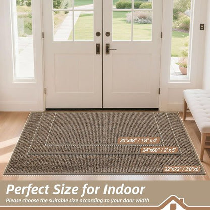 BEQHAUSE Dirt Trapper Door Mat - Non-Slip, Washable, Dirt Resistant | 24" x 60", Beige Entryway Mat