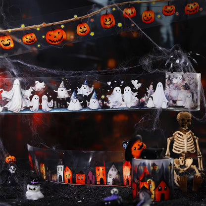 8 Rolls Gothic Themed Decorative Tapes Set,PET Halloween Washi Tape Set