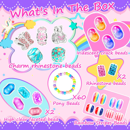 AMAZING TIME 130 Pcs Charm Bracelet Making Kit, Jewelry Toy for Girl Age 8-12 Beads Craft Set for 5 6 7 8 9 10 11 12 Year Old Teenage Birthday Gift