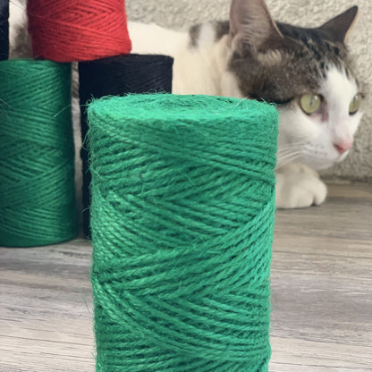 Quotidian Green Natural 3 ply Jute Jute Twine Rolls 1/12" (0.2cm) 1000 Feet - Wrapping Picture Hanging Gardening