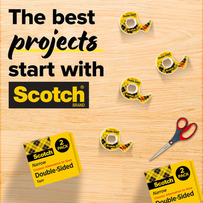Scotch Double Sided Tape, Permanent Photo-Safe Adhesive, Clear, 1/2 inch x 500 inches per Roll, 10 Rolls (5 Packs of 2) – Scrapbooking, Crafts and Office Supplies