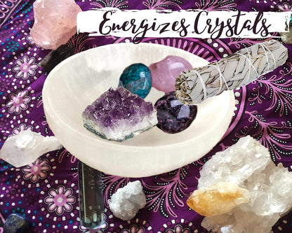 Worldly Finds Selenite Crystal Smudge Bowl, 4 Inch Hand-Carved Moroccan Crystal Holder for Charging and Cleansing