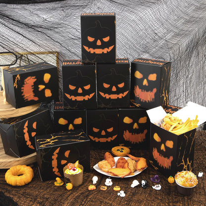 APLUSWER 20 Pcs Halloween Treat Boxes Bakery Boxes of Skeletons and Pumpkins, Halloween Containers Large Cookie Candy Boxes For Party Favors, Trick or Treat Boxes for Holiday Birthday Decor Gifts