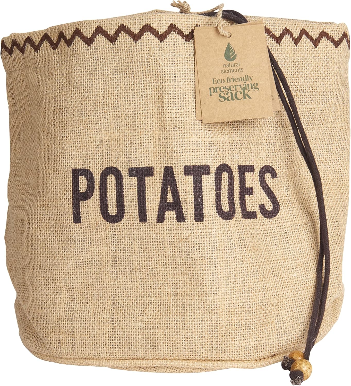 Natural Elements Potato Bag with Blackout Lining, Hessian, 24 x 24 cm, Brown
