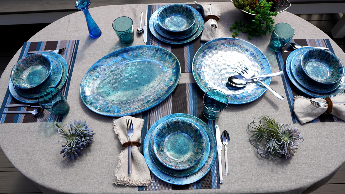 Certified International Radiance Teal Melamine 11" Dinner Plate, Large, Multicolor, Set of 6