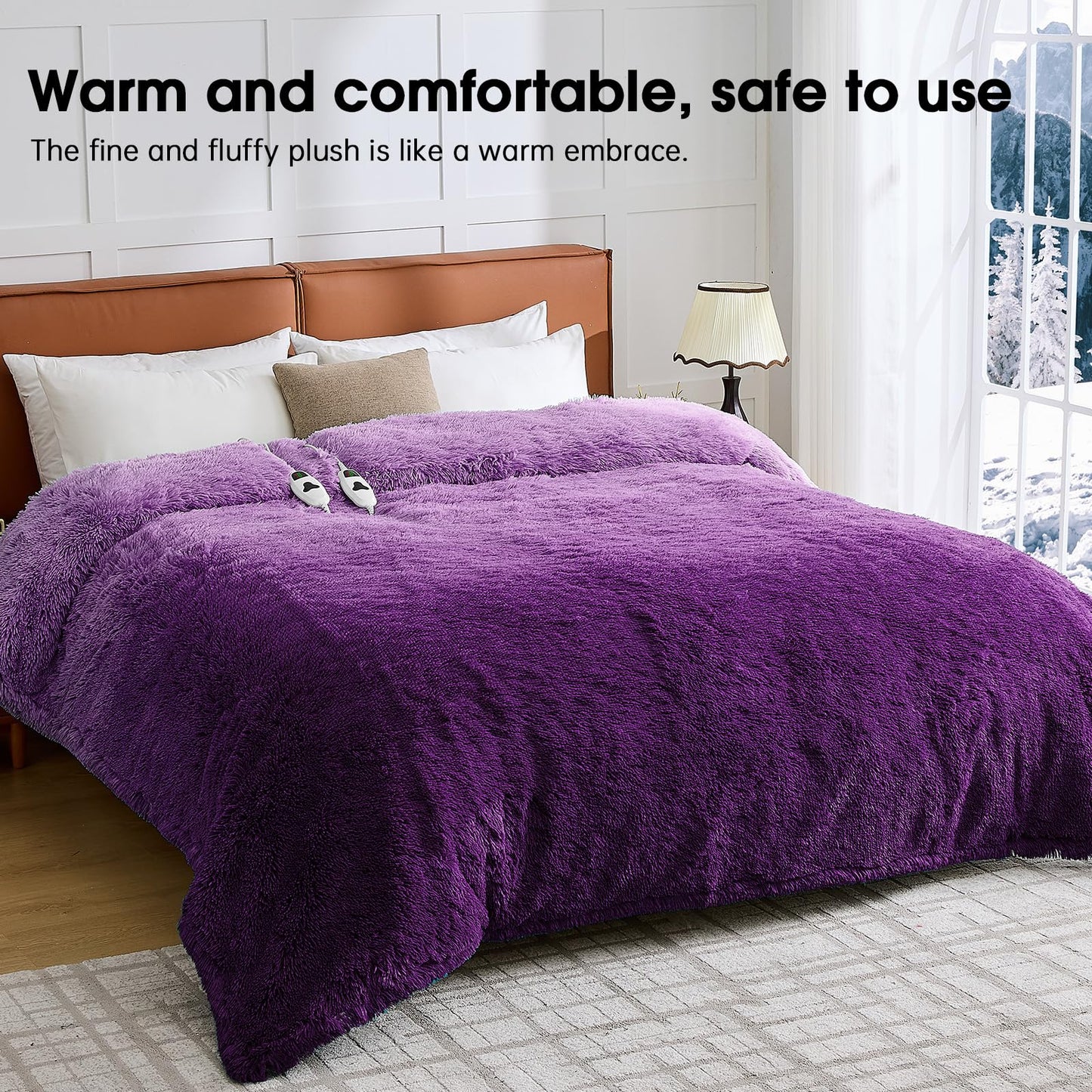 Heated Electric Blanket Throw,Warm Winter Birthday Gifts for Women Her Grandma-Faux Fur with Soft Sherpa,10 Heat Settings,5 Time Settings with Fast Heating, 50x60, Rainbow