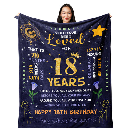 POQUSH 18th Birthday Gifts for Girls Blanket 60"x50", 18 Year Old Girl Birthday Gifts, Gifts for 18 Year Old Girl, 18th Birthday Decorations for Girls Blanket
