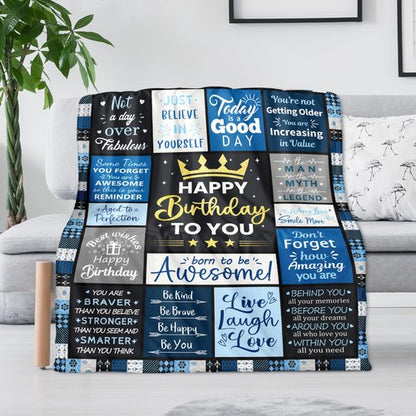 LXXTK Birthday Gifts for Men Blanket 60"X 50" Unique Gifts for Men Happy Birthday Decorations Mens Birthday Gifts Ideas for Dad Grandpa Boyfriend Husband (60"X50", Mens Birthday)