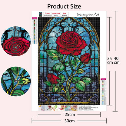 Muzagroo Art Rose Diamond Painting Kits for Adults, Colorful 5D Diamond Art Kits for Living Room Wall Art, DIY Drill Art 12x16 inches Gem Arts and Crafts 4PCS