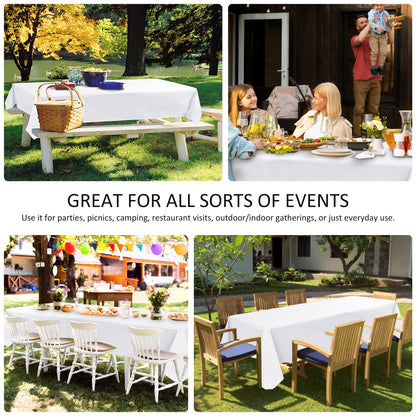 Enjoyidea Vinyl Tablecloth with Flannel Backing-6 Pack White 60x102 Inch Outdoor Waterproof Rectangle 6 Foot Plastic Table Cloths Sheets-Wipeable Heavy Duty Oilcloth for Picnic Party Camping Dining