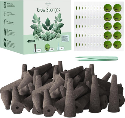 VERVYVINE 100 Pack 100 1 Hydroponics Grow Sponges - Replacement Root Growth Sponge Seed Pods for Hydroponic Garden