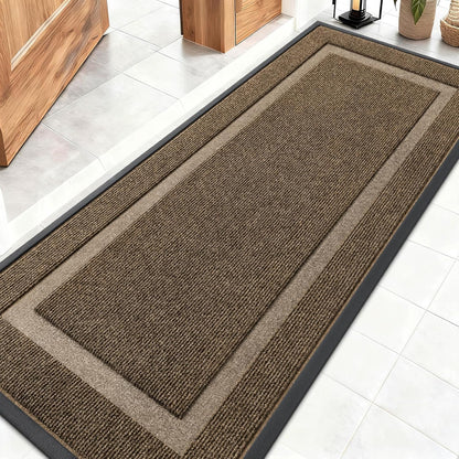 OLANLY Waterproof Front Door Mat - All-Season Indoor/Outdoor Doormat | Sturdy Natural Rubber, 59x20, Brown