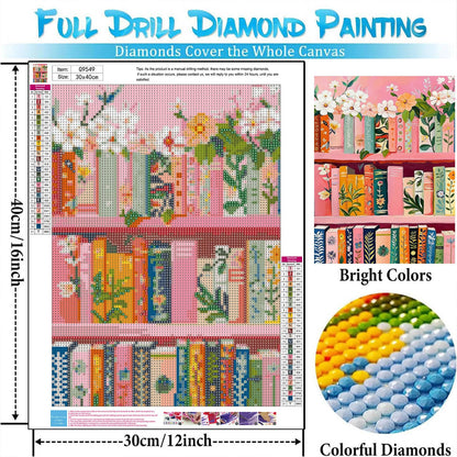 bleihum Pink Book Diamond Art Kits for Adults Beginners, 3 Pack 5D Diamond Painting Kits for Adults, Flowers Books DIY Round Full Drill Gem Art and Crafts Home Decor 12x16 Inch