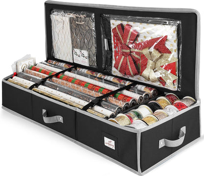22 40" Hearth & Harbor Wrapping Paper Storage Container - Christmas Storage Bag with Interior Pockets - Gift Wrapping
