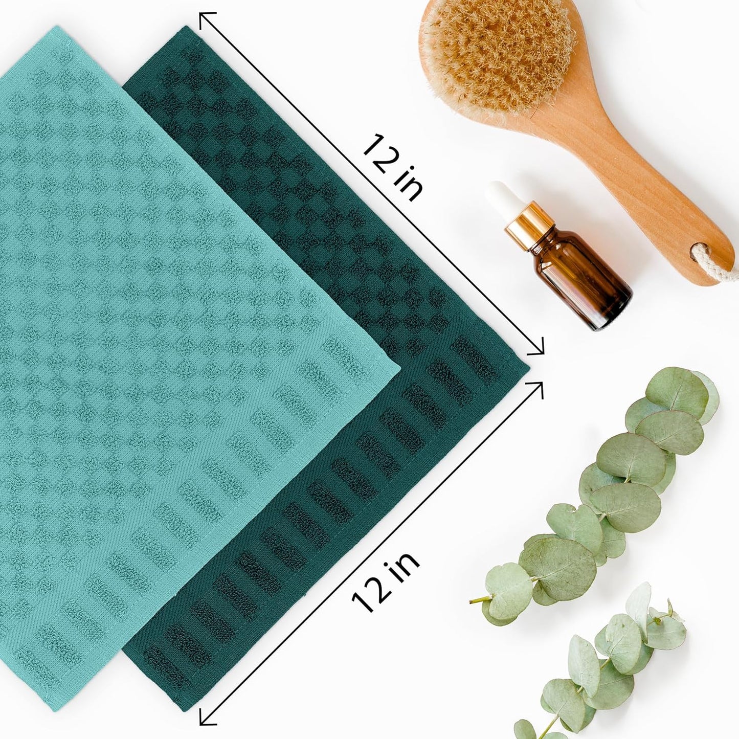 8 Pack 100% 12 12 inch Set (8 Pack) DecorRack Cotton Wash Cloth, Luxurious Soft, x Ultra Absorbent Jacquard Towels
