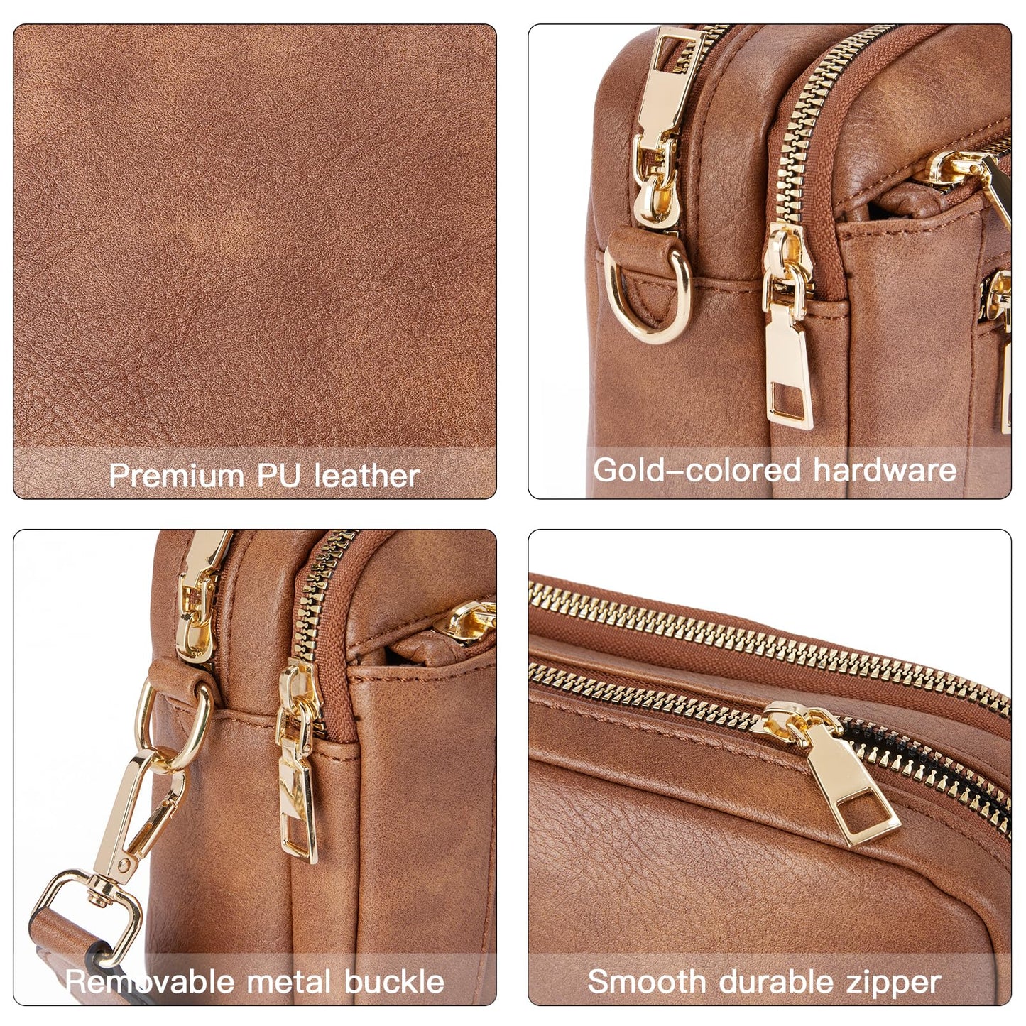 Telena Small Crossbody Bags For Women Vegan Leather Crossbody Purse With Adjustable Wide Strap For Daily Life