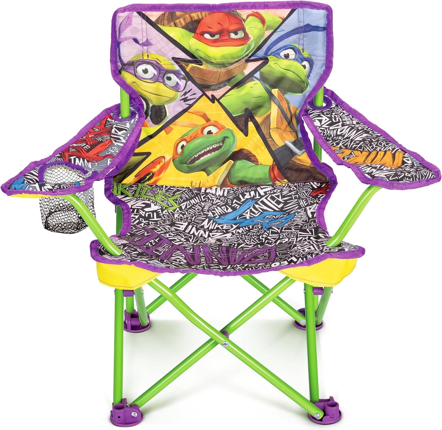 23, 60 lb Teenage Mutant Ninja Turtles Foldable Kids Chair Toddler Camping Chair with Safety Lock, Carry Bag