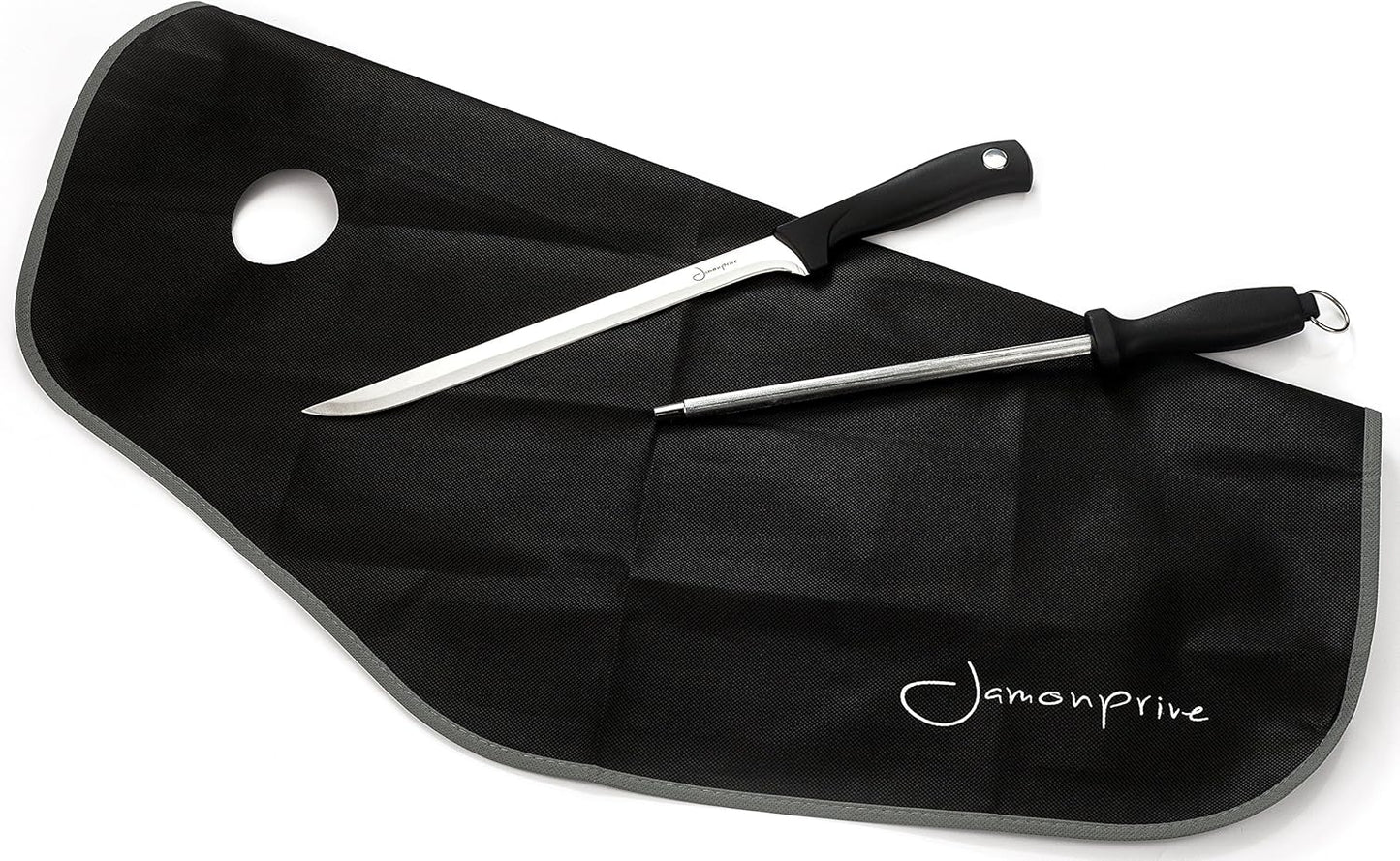 Ham Carving Knife with Honing Steel and Ham Cover - Professional Set for Slicing Ham & Prosciutto