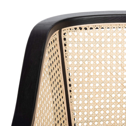 SAFAVIEH Home Collection – Rina Black & Natural Solid Wood Dining Chair with Cane Accents, Fully Assembled (DCH9501D)