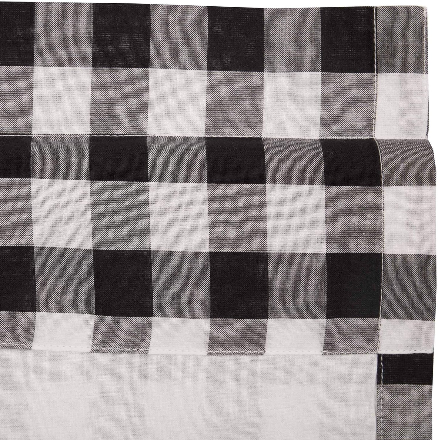 VHC Brands Annie Buffalo Check Cotton Farmhouse Kitchen Curtains - Rod Pocket 16x72 Valance, Black