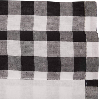 VHC Brands Annie Buffalo Check Cotton Farmhouse Kitchen Curtains - Rod Pocket 16x72 Valance, Black