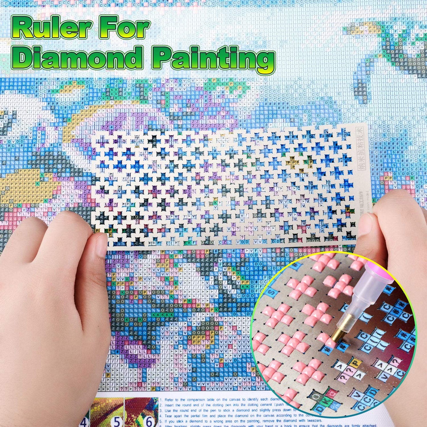 WILLBOND 3 Pieces Diamond Painting Ruler Stainless Steel Mesh Ruler 520 599 699 Blank Grids with 2 Pieces Fix Tool for 5d DIY Diamond Painting Supplies Art Crafts