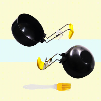 Folding Egg Poacher, Non-Stick Poached Egg Pan, Round Eggs Cooker with Oil Brush for Fried Pancakes Sandwiches Breakfast - 2 Packs