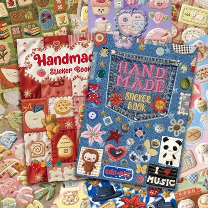 PRSTINCOL 2 in 1 Japanese Sticker Book Combo Set with Red and Blue Patterned Die Cut Stickers 60 Sheets for Journaling