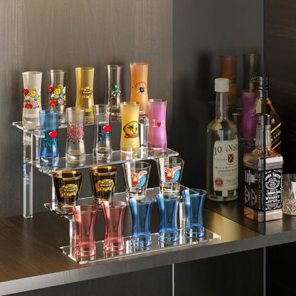 WINKINE Perfume Stand Organizer, Acrylic Riser Display Shelf, Clear Stand Compatible with Funko POP Figures, 4 Tiered Display Riser for Cologne, Acrylic Cupcake Organizer
