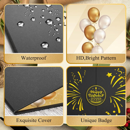 Pranski Black Gold 1st-99th Happy Birthday Party Decorations 18"x12" Birthday Guest Book for Men Women Suitable for All Ages Birthday Gifts Birthday Card