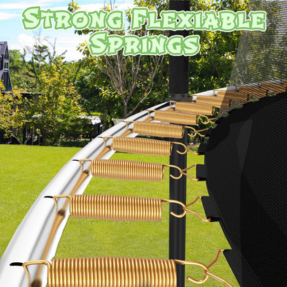 14FT Trampoline Outdoor for Kids with Safety Enclosure Net and Ladder, ASTM Approved Recreational Trampoline, Rust-Resistant Frame