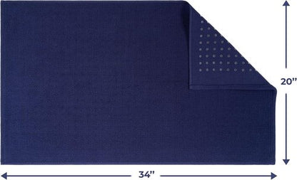 Cotton Paradise 100% Cotton Bath Mat - Non-Slip, Soft & Absorbent | 20x34 Inch, Navy Blue
