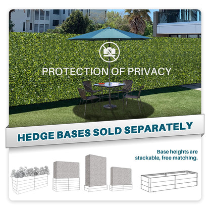 COARBOR 72" x 72" x 6" Artificial Boxwood Hedge Wall Milan with White Flowers Interior Divider Privacy Fence Faux Greenery Backdrop for Home Decor, Party Decor, Backyard Balcony Deck