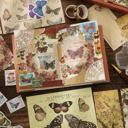 emmoolife Vintage Aesthetic Scrapbooking Supplies Kit, Flowers Botanical Bullet Junk Journal Kit with Journaling Supplies, Tweezers, A6 Grid Notebook,Stationery,Sticker, Birthday Craft Gift for Adult