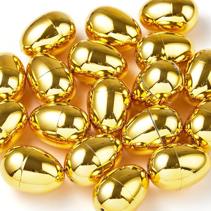36Pcs 2.3" JOYIN Gold Easter Eggs, Metallic Plastic Empty Eggs Fillable for Easter Hunt Supplies, Basket Stuffers, Toys