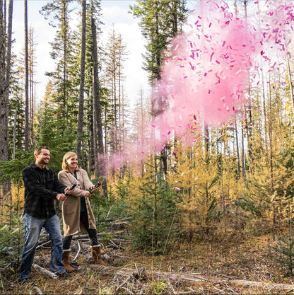 4 100% Gender Reveal Confetti Cannon Pink Powder Smoke with Non-Toxic, Food-Grade Corn Starch - Safe and Easy