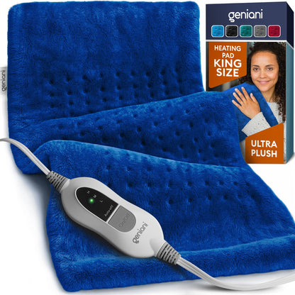 GENIANI Electric Throw - XL Electric Heating Pad for Back Pain & Cramps Relief, Birthday for Women Men Auto Shut Off, Machine Washable, Heat Pad for Neck & Shoulder, 12×24", Tabby Gray