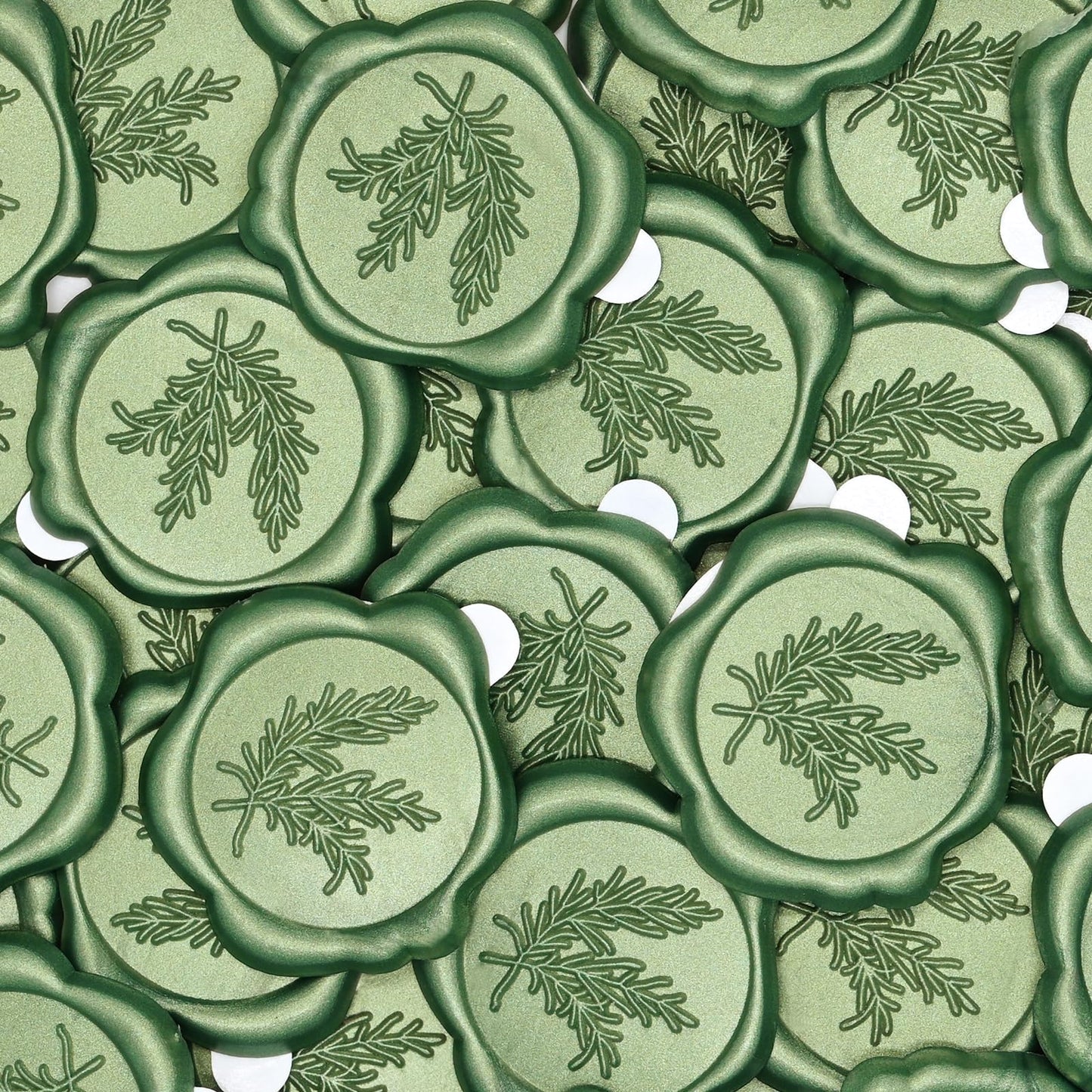 Wax Seal Stickers for Envelope Seals, 50pc Green Self-Adhesive Wax Stamp Stickers for Wedding lnvitations, Cards Envelopes Seal