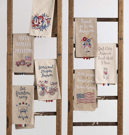 Primitives by Kathy Patriotic Embroidered Dish Towel - 20"x 26", Faith Family Freedom