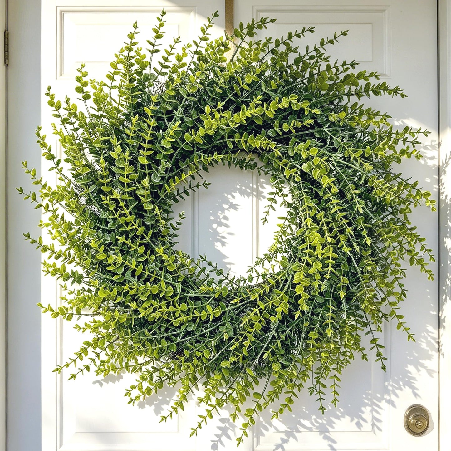 Halraino 26" Large Wreaths for Front Door, Artificial Greenery Eucalyptus Wreath for All Seasons, All-Weather Farmhouse Indoor/Outdoor Decor