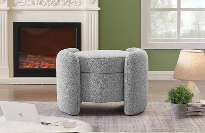 Meridian Furniture 115Grey Horizon Collection Modern | Contemporary Boucle Fabric Upholstered Ottoman, Grey, 29" W x 22" D x 19" H