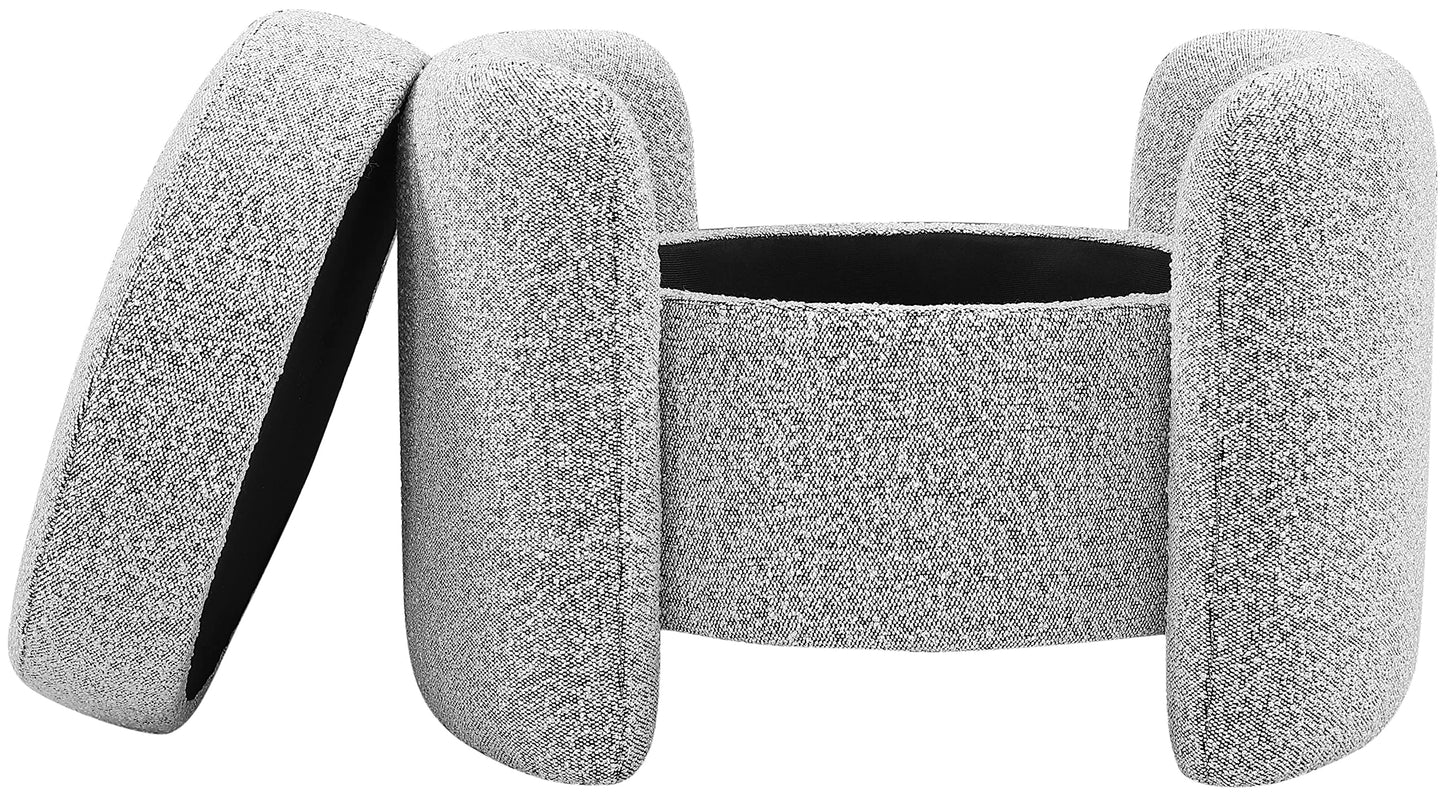 Meridian Furniture 115Grey Horizon Collection Modern | Contemporary Boucle Fabric Upholstered Ottoman, Grey, 29" W x 22" D x 19" H