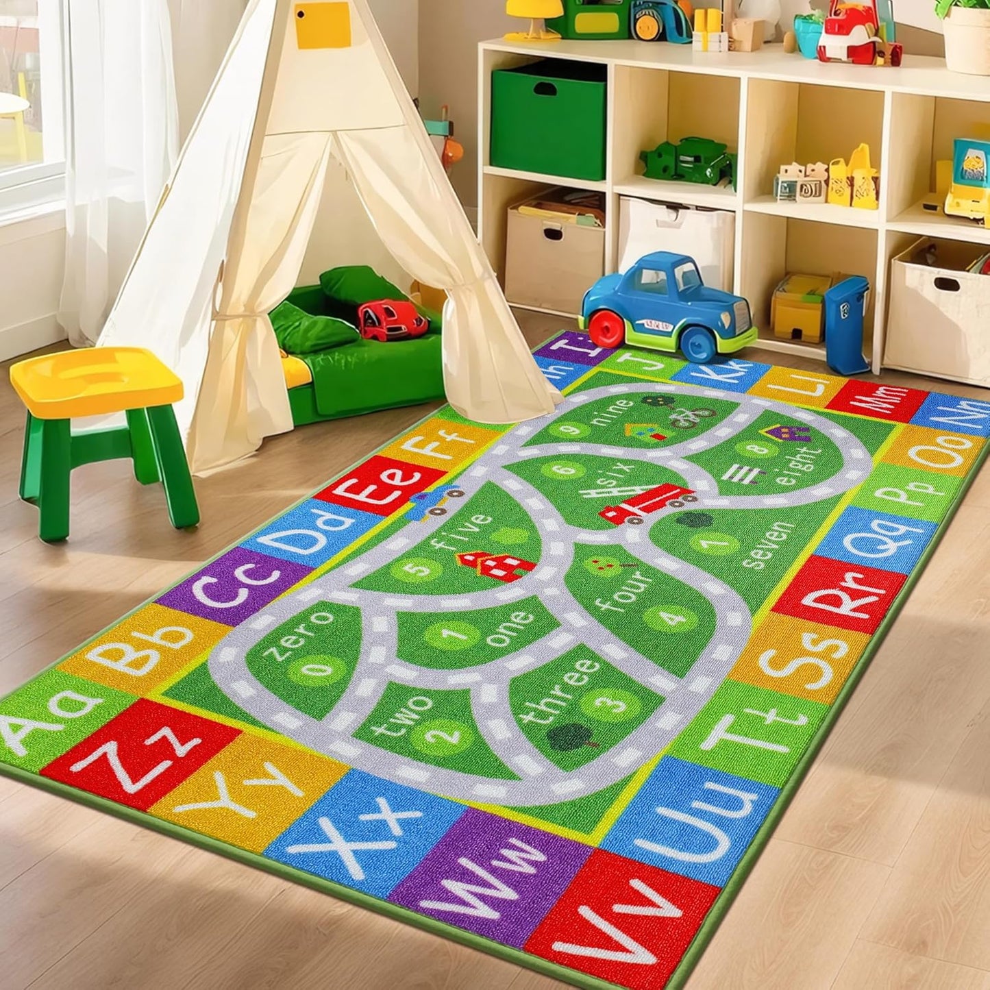 Playmat,32"x60" BEQHAUSE Kids Rug Carpet Preschool Rugs wtih ABC, Numbers, Non Slip Washable Play Mat Carpets for Kids