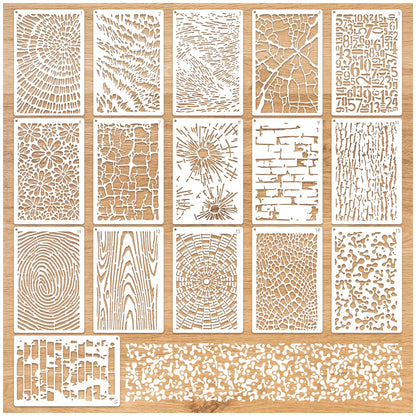 16 Pieces Stencils for Painting, Abstract Texture Mixed Media Art Supplies Crafts Reusable Layering Stencil Brick Pattern Templates for Drawing Card Making Canvas Furniture Paper (Texture)