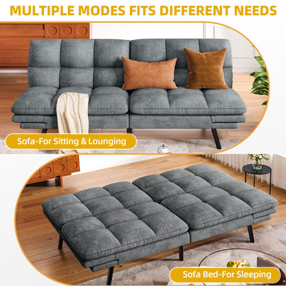 DWVO 70" Convertible Futon Sofa Bed, Folding Futon Set for Living Room Home Office Aprtment, Modern Futon Couch with Adjustable Backrest & Armrests, Recliner Lounge, Loveseat Sofa