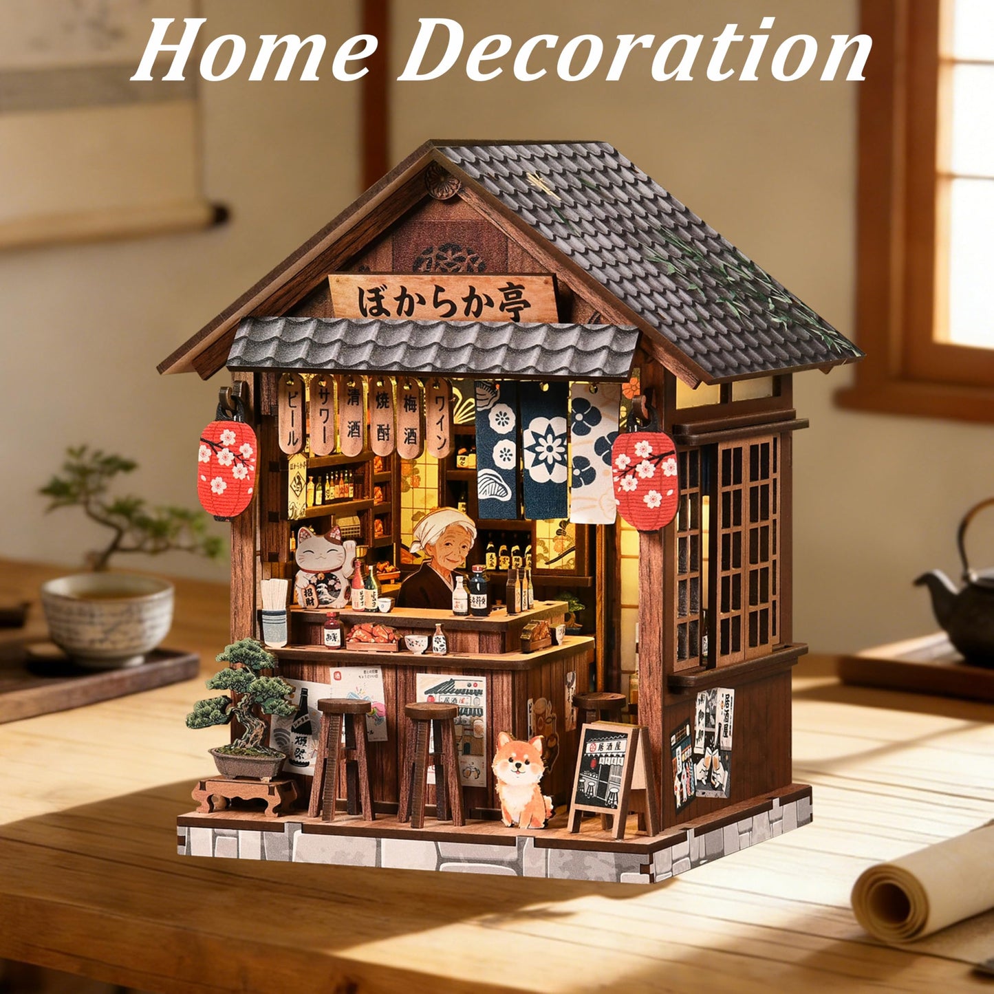 ISSEVE Japanese Booknook Kit DIY Miniature House Kit Book Nook Japan, Book Nook Kits for Adults, Creative Bookshelf Insert Decor, 3D Wooden Puzzle, Gifts for Crafts Book Lovers (Japanese Izakaya)